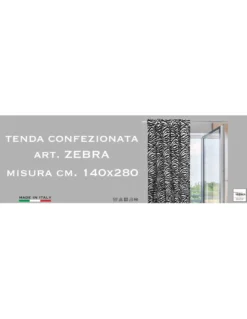TENDA ZEBRA ZEBRATA BIANCO NERA CM. 140X280 MADE IN ITALY