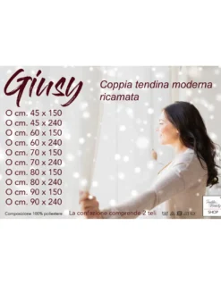 Tendina Giusy Grigio - Coppia Tende Vetro Moderne Semitrasparenti Effetto Bouclè in Poliestere