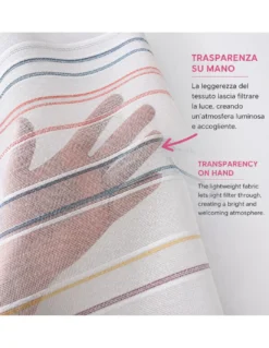 Tendina Millerighe 2 Teli a Righe Multicolore Semitrasparente in Poliestere Made in Italy