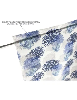 TENDINA vetro MODERNA larga 45 o 60 o 80 CORALLI BLU misto lino Made in Italy