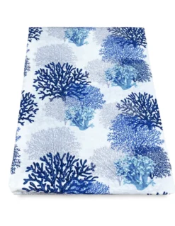 TENDINA vetro MODERNA larga 45 o 60 o 80 CORALLI BLU misto lino Made in Italy