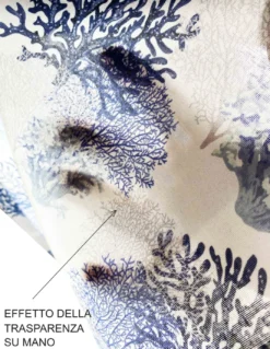 TENDINA vetro MODERNA larga 45 o 60 o 80 CORALLI BLU misto lino Made in Italy