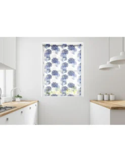 TENDINA vetro MODERNA larga 45 o 60 o 80 CORALLI BLU misto lino Made in Italy