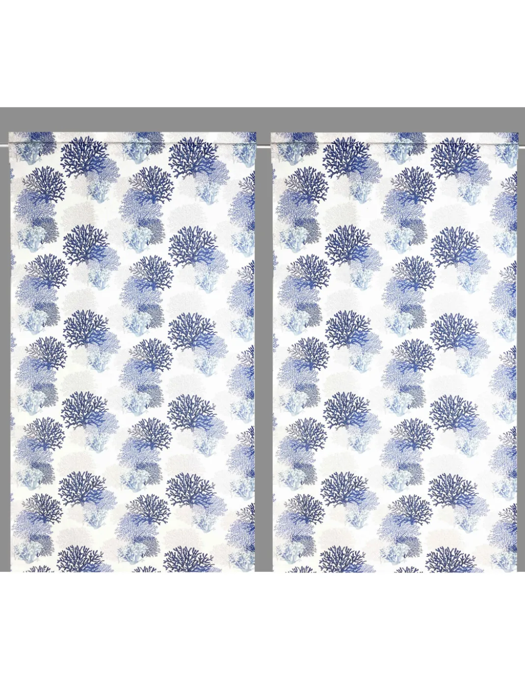 TENDINA vetro MODERNA larga 45 o 60 o 80 CORALLI BLU misto lino Made in Italy