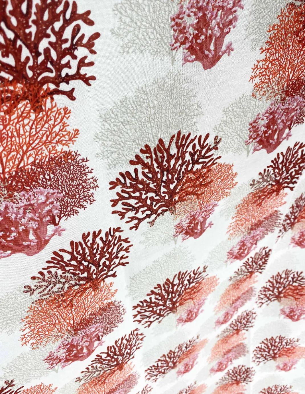 TENDINA vetro MODERNA larga 45 o 60 o 80 CORALLI ROSSO misto lino Made in Italy