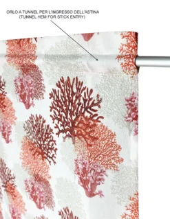 TENDINA vetro MODERNA larga 45 o 60 o 80 CORALLI ROSSO misto lino Made in Italy