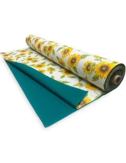 TESSUTO tenda SOLE STAMPATO con GIRASOLI e VERDE UNITO da un Lato da esterno GIARDINO balcone A METRO altezza cm. 300