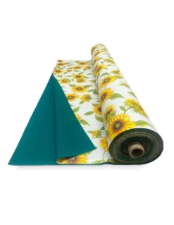TESSUTO tenda SOLE STAMPATO con GIRASOLI e VERDE UNITO da un Lato da esterno GIARDINO balcone A METRO altezza cm. 300