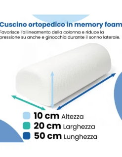 Tex Family Cuscino Ortopedico Memory Foam - Supporto Collo, Schiena, Ginocchia, Caviglie - Antibatterico, Made in Italy