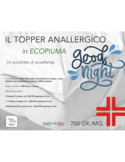 TOPPER per Materasso ANALLERGICO EFFETTO Piuma GOOD NIGHT in Microsfere Made in Italy
