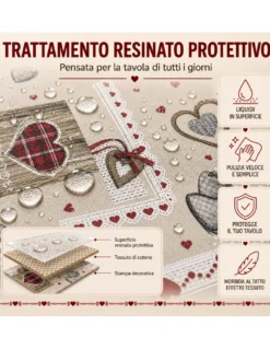 TOVAGLIA antimacchia RESINATA TORINO Tirolese HOLLY Rosso