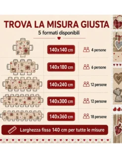 TOVAGLIA antimacchia RESINATA TORINO Tirolese HOLLY Rosso