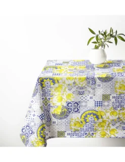 Tovaglia Cotone Sissi Fantasia Maiolica e Limoni - Stile Mediterraneo - Made in Italy