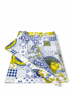 Tovaglia Cotone Sissi Fantasia Maiolica e Limoni - Stile Mediterraneo - Made in Italy