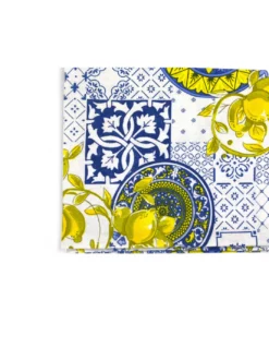 Tovaglia Cotone Sissi Fantasia Maiolica e Limoni - Stile Mediterraneo - Made in Italy