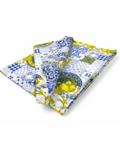 Tovaglia Cotone Sissi Fantasia Maiolica e Limoni - Stile Mediterraneo - Made in Italy