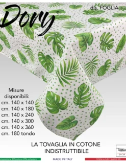 TOVAGLIA DORY foglia VERDE FOGLIE VERDI in cotone