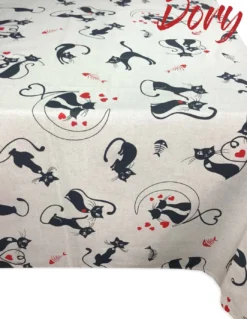 TOVAGLIA DORY GATTI DISEGNO gatto NERO in cotone