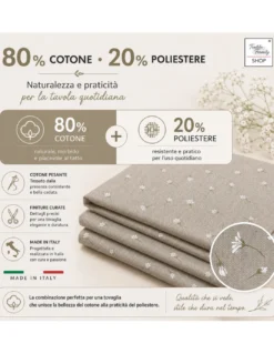 Tovaglia Dory Margheritine su Fondo Beige in Cotone Pesante 80/20 Made in Italy