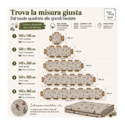 Tovaglia Dory Sciatori Tex Family per Tavola Chalet in Cotone Pesante 80/20 Made in Italy
