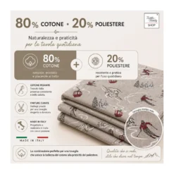 Tovaglia Dory Sciatori Tex Family per Tavola Chalet in Cotone Pesante 80/20 Made in Italy