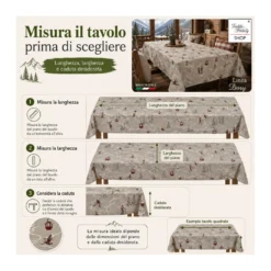Tovaglia Dory Sciatori Tex Family per Tavola Chalet in Cotone Pesante 80/20 Made in Italy