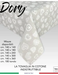 TOVAGLIA DORY tirolese CUORE BIANCO in cotone