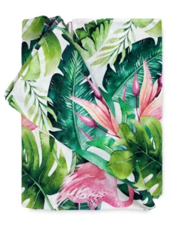 TOVAGLIA in COTONE disegno FLAMINGO fenicotteri made in Italy