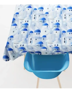 TOVAGLIA in COTONE disegno SANTORINI blu made in Italy