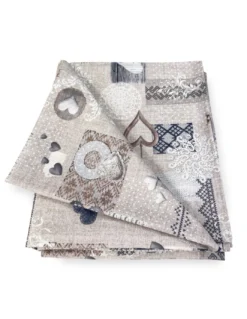 TOVAGLIA in COTONE disegno Tirolese SHABBY Beige made in Italy