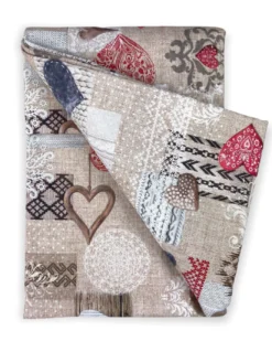 TOVAGLIA in COTONE disegno Tirolese SHABBY Rosso made in Italy