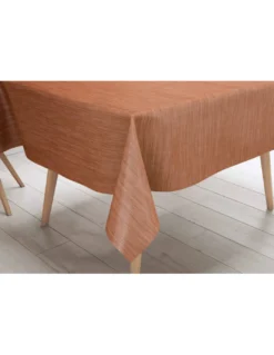 Tovaglia LIMA Arancio – Tela Cerata Plastificata PVC Lavabile Antiscivolo Effetto Lino – Made in Italy