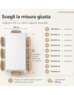 Tovaglia LIMA Bianca in Tela Cerata PVC Lavabile Antiscivolo Effetto Lino Made in Italy