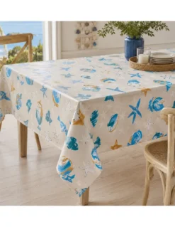 Tovaglia LIMA Fantasia Mare in Tela Cerata PVC Lavabile Antiscivolo Made in Italy