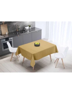 Tovaglia LIMA Gialla – Tela Cerata Plastificata PVC Lavabile Antiscivolo Effetto Lino – Made in Italy