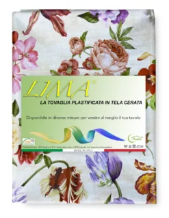 TOVAGLIA LIMA © in TELA CERATA plastificata LAVABILE idrorepellente in PVC FIORI made in Italy