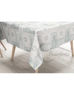 TOVAGLIA LIMA © in TELA CERATA plastificata LAVABILE idrorepellente in PVC TIROLESE shabby cuore grigio made in Italy