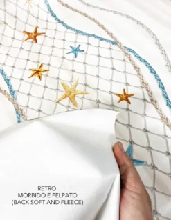 TOVAGLIA LIMA © in TELA CERATA plastificata LAVABILE idrorepellente in PVC STELLE MARINE made in Italy