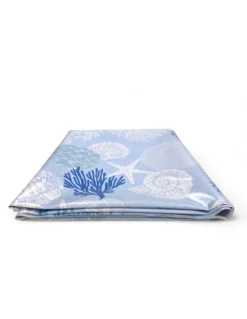 TOVAGLIA LIMA © in TELA CERATA plastificata LAVABILE idrorepellente in PVC CORALLI Blu Made in Italy