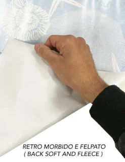 TOVAGLIA LIMA © in TELA CERATA plastificata LAVABILE idrorepellente in PVC CORALLI Blu Made in Italy
