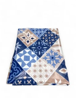 TOVAGLIA LIMA © in TELA CERATA plastificata LAVABILE idrorepellente in PVC MAIOLICHE Azzurre Made in Italy