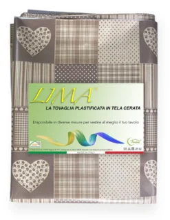 TOVAGLIA LIMA © in TELA CERATA plastificata LAVABILE idrorepellente in PVC CUORE BEIGE Made in Italy