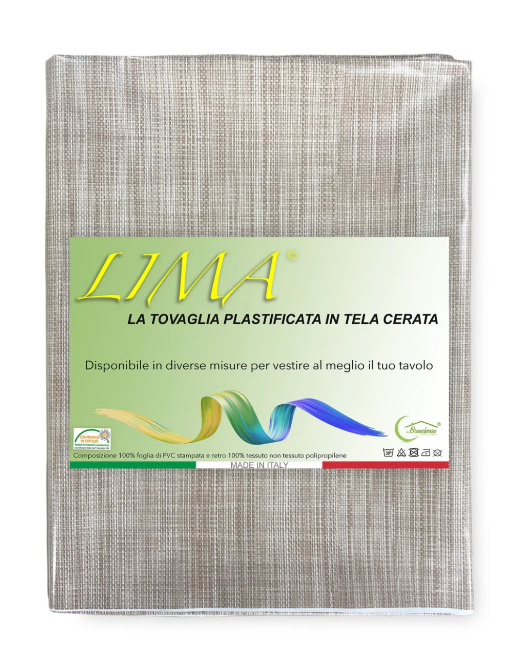 TOVAGLIA LIMA © in TELA CERATA plastificata LAVABILE idrorepellente in PVC UNITO BEIGE made in Italy