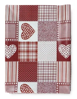 TOVAGLIA LIMA © in TELA CERATA plastificata LAVABILE idrorepellente in PVC CUORE ROSSO made in Italy