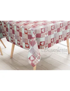 TOVAGLIA LIMA © in TELA CERATA plastificata LAVABILE idrorepellente in PVC CUORE ROSSO made in Italy