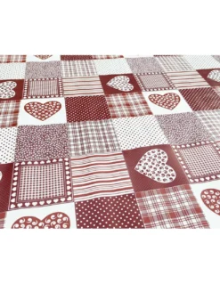 TOVAGLIA LIMA © in TELA CERATA plastificata LAVABILE idrorepellente in PVC CUORE ROSSO made in Italy