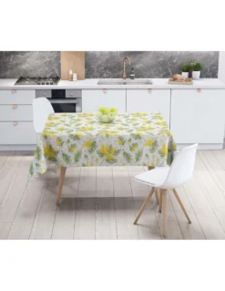 Tovaglia LIMA Mimosa – Tela Cerata Plastificata PVC Lavabile Antiscivolo Effetto Lino – Made in Italy
