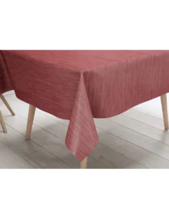 Tovaglia LIMA Rossa – Tela Cerata Plastificata PVC Lavabile Antiscivolo Effetto Lino – Made in Italy