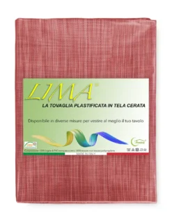 Tovaglia LIMA Rossa – Tela Cerata Plastificata PVC Lavabile Antiscivolo Effetto Lino – Made in Italy