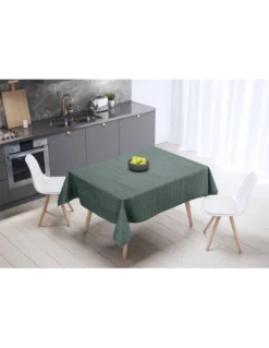 Tovaglia LIMA Verde Scuro – Tela Cerata Plastificata PVC Lavabile Antiscivolo Effetto Lino – Made in Italy